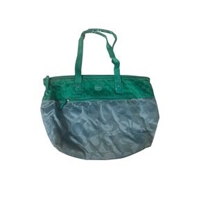 Y2K Coach Teal Signature Nylon Tote Bag